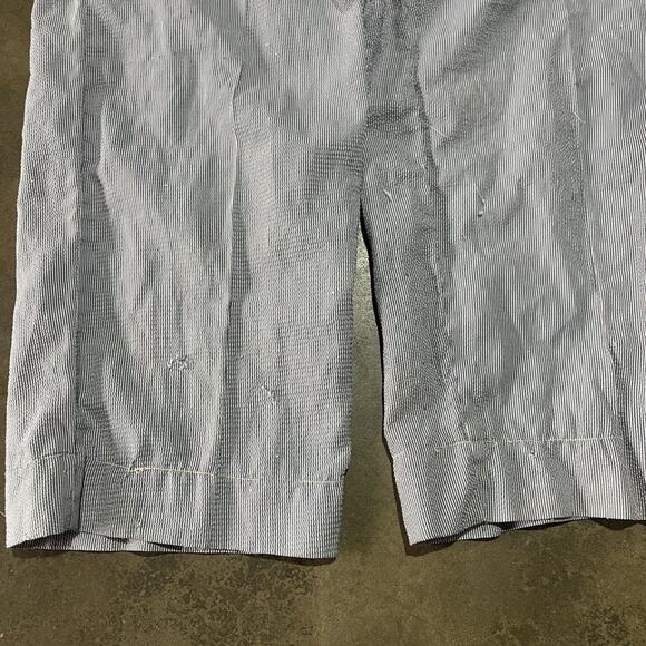 Vintage 50s Blue/White Striped Nylon Seersucker Pants 30x27 - Picture 2 of 4